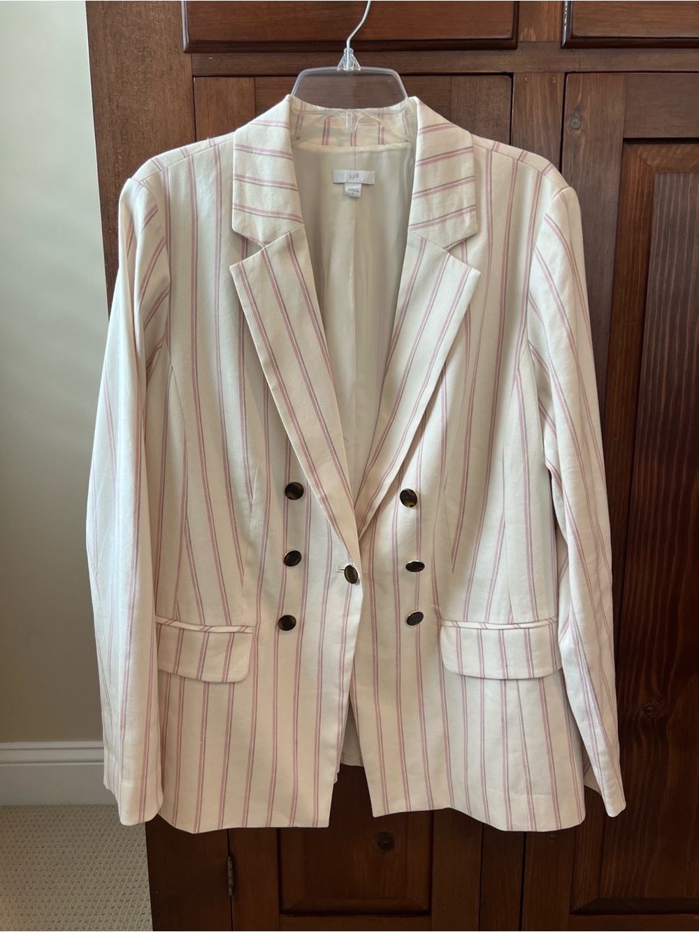J Jill Cream linen stripe blazer - size L